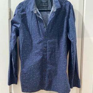 Ted Baker mens 6 button down long sleeve beautiful blue pattern / color scheme